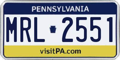 PA license plate MRL2551