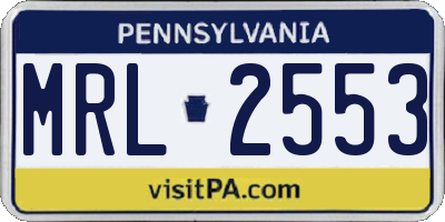 PA license plate MRL2553