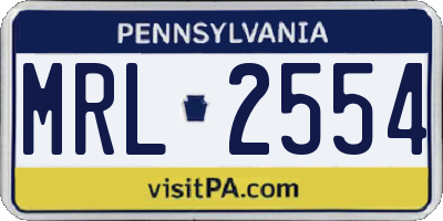 PA license plate MRL2554