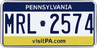 PA license plate MRL2574