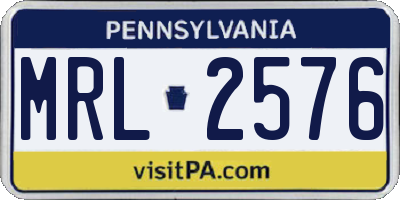 PA license plate MRL2576