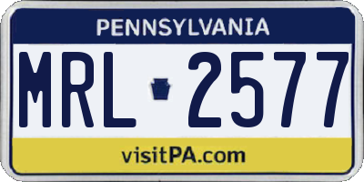 PA license plate MRL2577