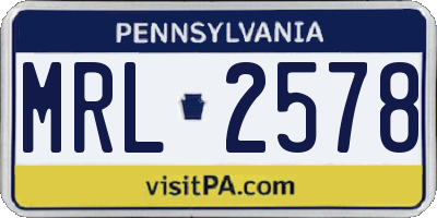 PA license plate MRL2578