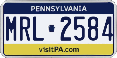 PA license plate MRL2584