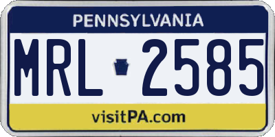 PA license plate MRL2585