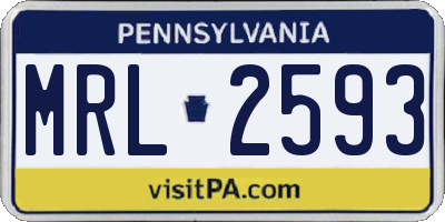 PA license plate MRL2593