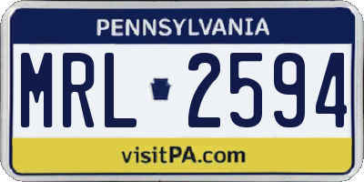 PA license plate MRL2594