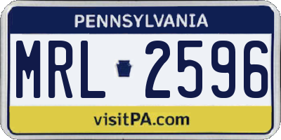 PA license plate MRL2596