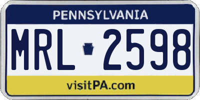 PA license plate MRL2598