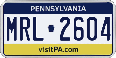 PA license plate MRL2604