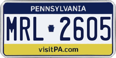 PA license plate MRL2605