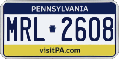 PA license plate MRL2608