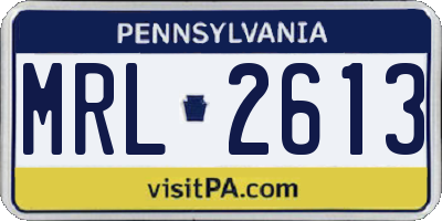 PA license plate MRL2613