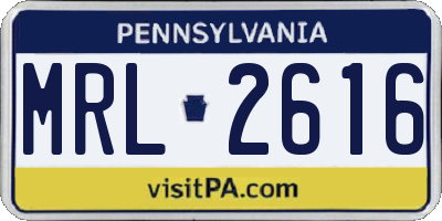 PA license plate MRL2616