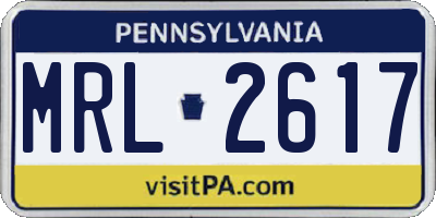 PA license plate MRL2617