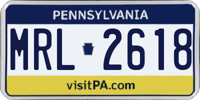 PA license plate MRL2618