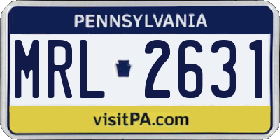 PA license plate MRL2631