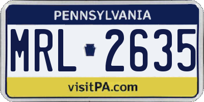 PA license plate MRL2635