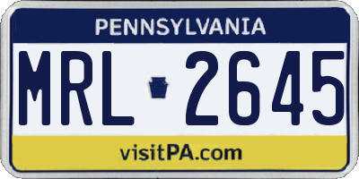 PA license plate MRL2645