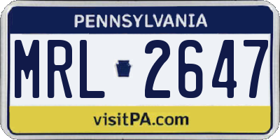 PA license plate MRL2647