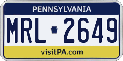 PA license plate MRL2649