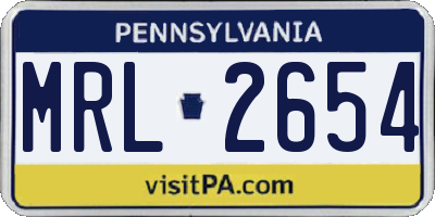 PA license plate MRL2654