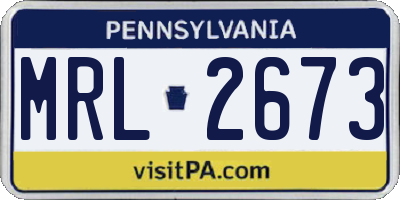 PA license plate MRL2673