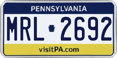 PA license plate MRL2692