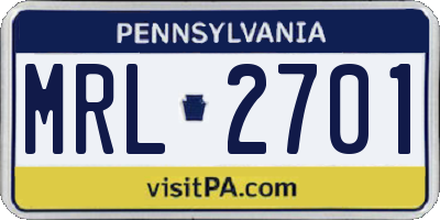PA license plate MRL2701