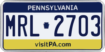 PA license plate MRL2703