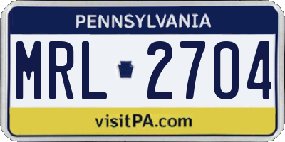 PA license plate MRL2704