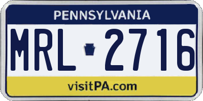 PA license plate MRL2716