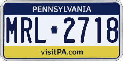 PA license plate MRL2718