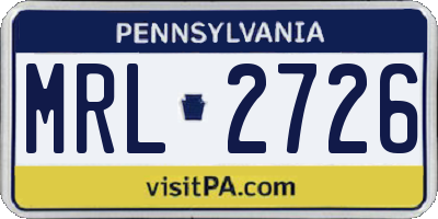 PA license plate MRL2726