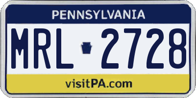 PA license plate MRL2728