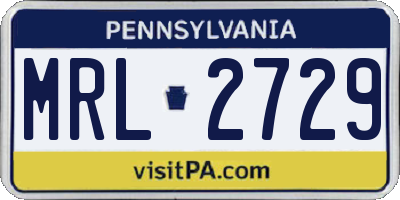 PA license plate MRL2729
