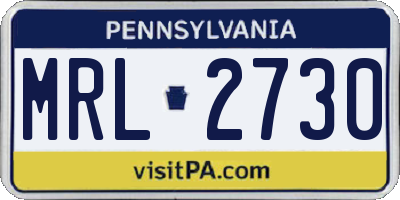 PA license plate MRL2730