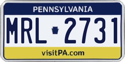 PA license plate MRL2731