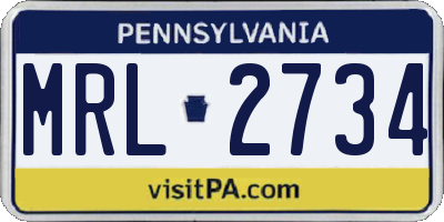 PA license plate MRL2734