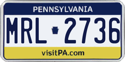 PA license plate MRL2736