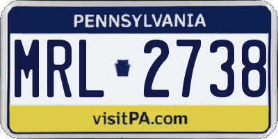 PA license plate MRL2738