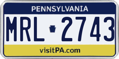 PA license plate MRL2743