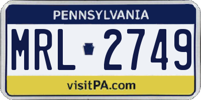 PA license plate MRL2749