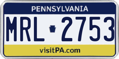 PA license plate MRL2753