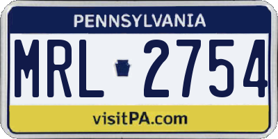 PA license plate MRL2754
