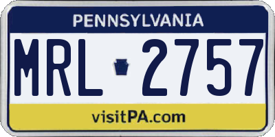PA license plate MRL2757