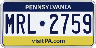 PA license plate MRL2759