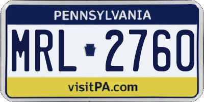 PA license plate MRL2760