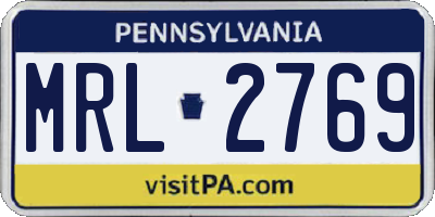 PA license plate MRL2769
