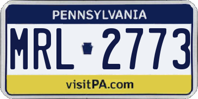 PA license plate MRL2773